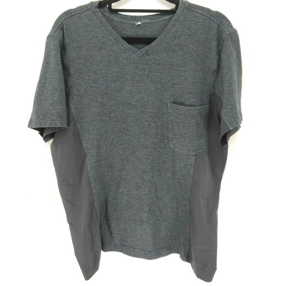Lululemon Mens Size M Athletic Gym Running V-Neck Short Sleeves Gray T-Shirt Top - Picture 1 of 6